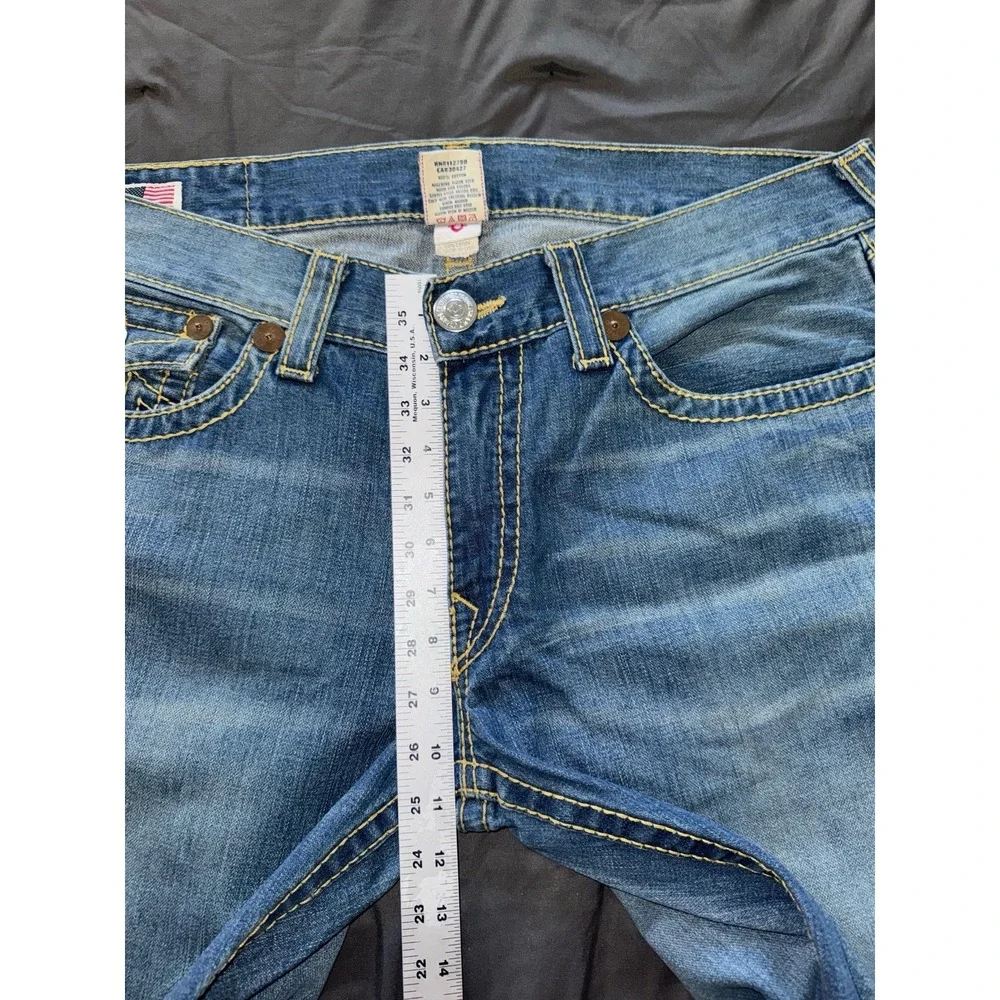True Religion Mens Ricky‎ Big T Straight Jeans Medium Wash Blue Denim Size 38